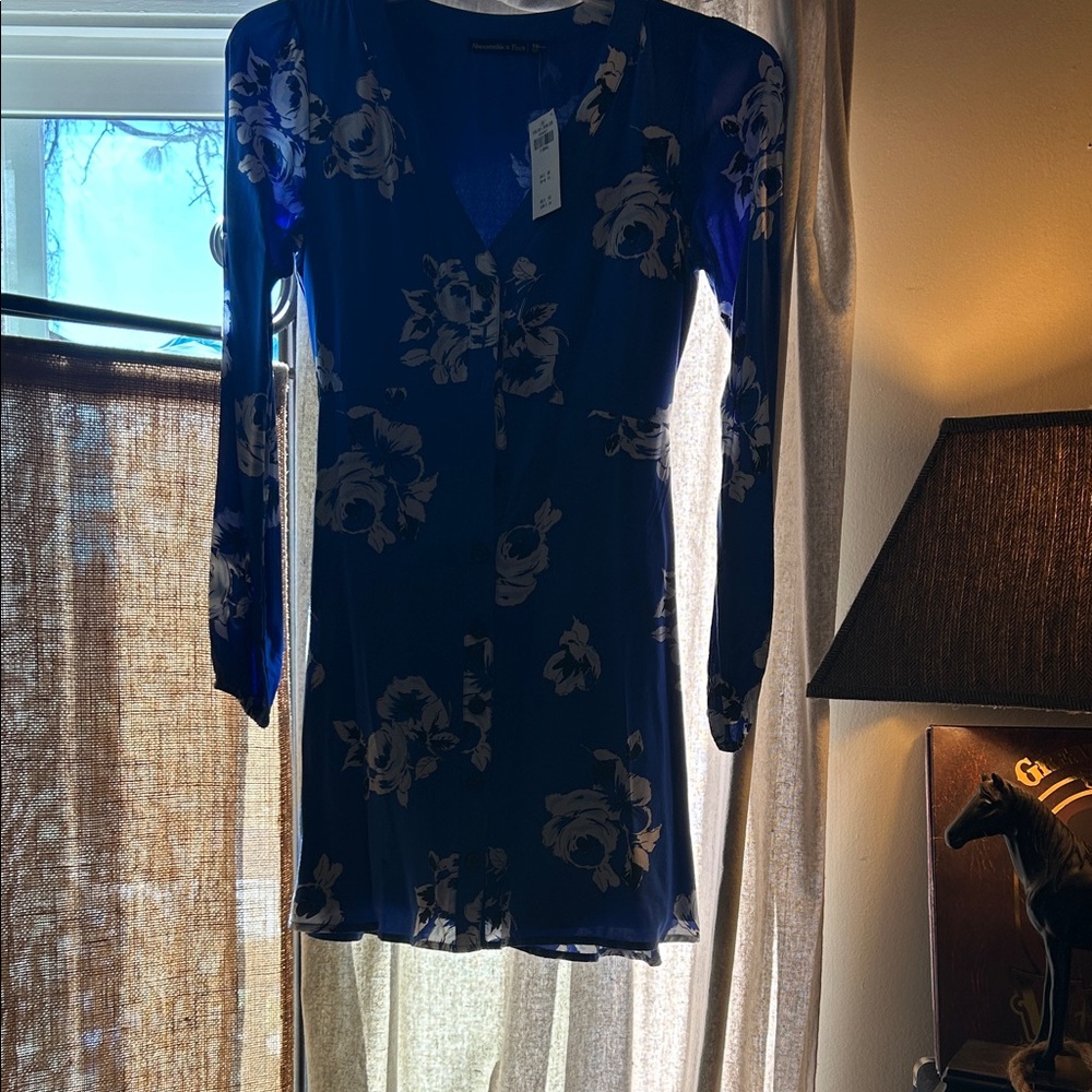 Abercrombie & Fitch Navy Floral Long Sleeve Dress - Picture 3 of 8